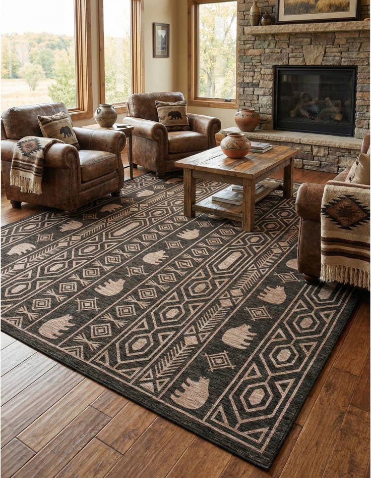 Detail image of 13' x 13' Easy-Clean Southwestern Indoor / Outdoor Square Rug