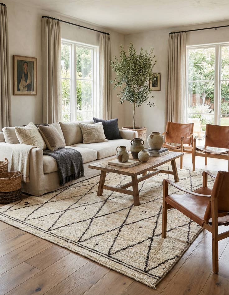 Detail image of 5' 2 x 7' Hand Knotted Moroccan Wool Rug