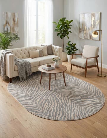 Gray and Ivory Finsbury Oval Rug