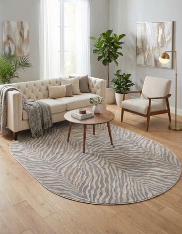Gray and Ivory Finsbury Oval Rug