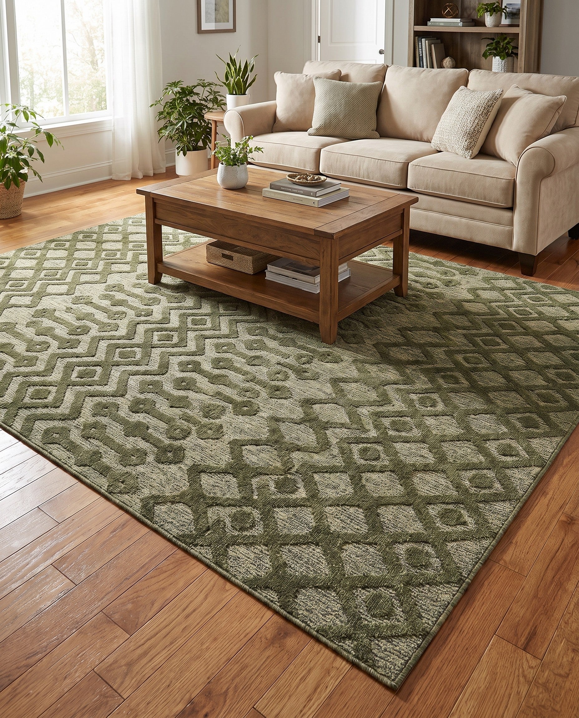 7' 10 x 10' Easy-Clean Trellis Textured Indoor / Outdoor Rug