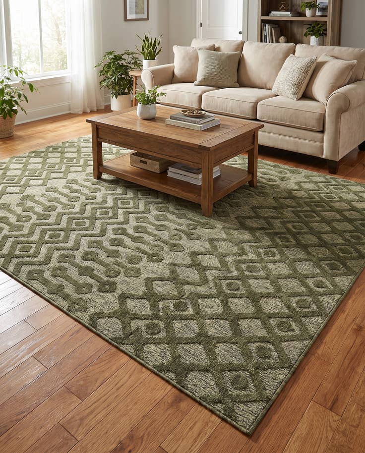 Detail image of 7' 10 x 10' Easy-Clean Trellis Textured Indoor / Outdoor Rug