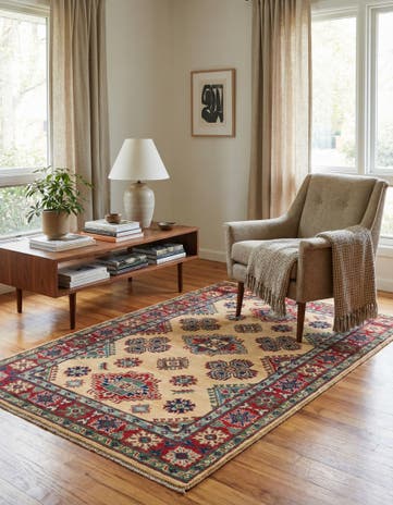 4' x 6' 2 Hand Knotted Kazak Rug