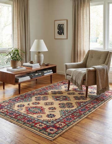 4' x 6' 2 Hand Knotted Kazak Rug