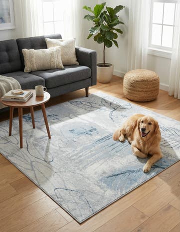 Ivory Gray Kamala Washable Square Rug