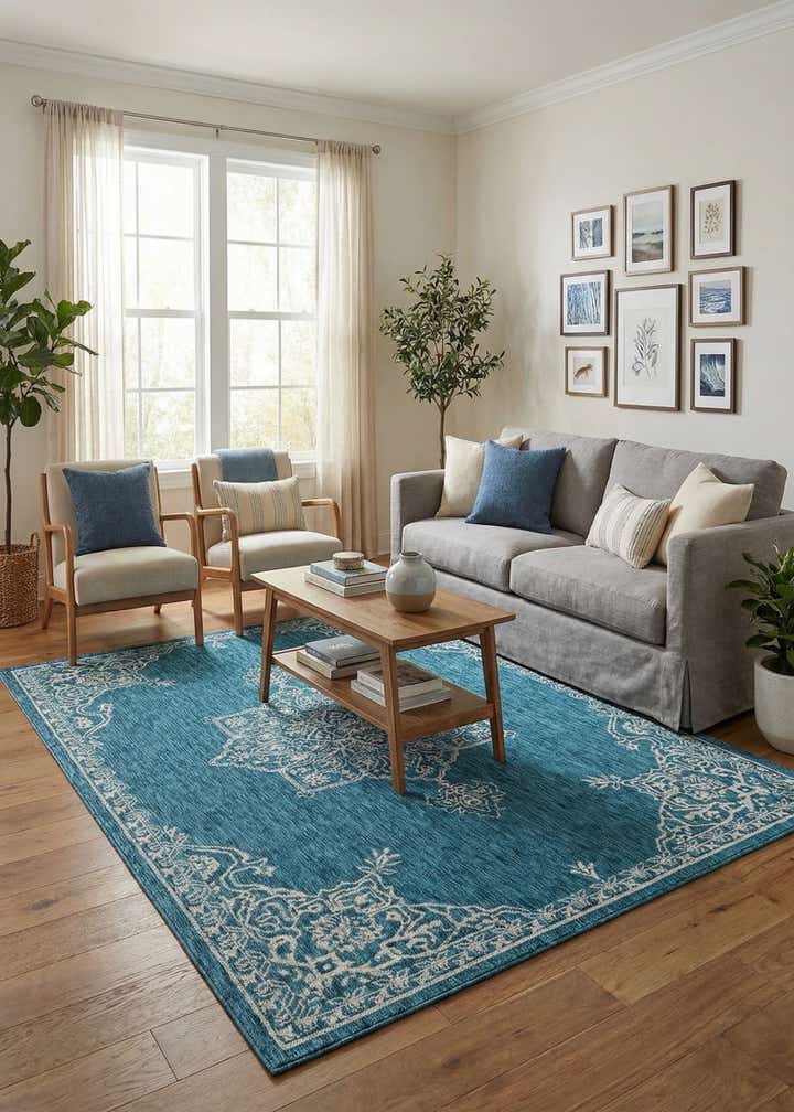 6' x 9' Easy-Clean Traditional Indoor / Outdoor Rug