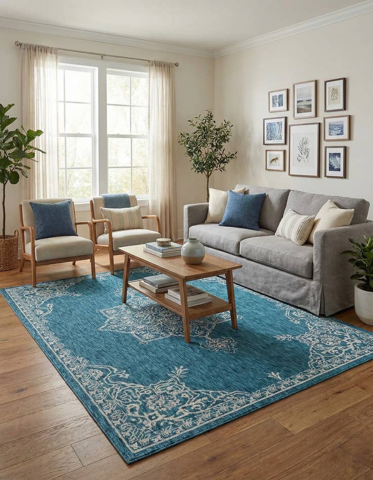 Detail image of  6' x 9'  Washable Traditional Indoor / Outdoor Rug