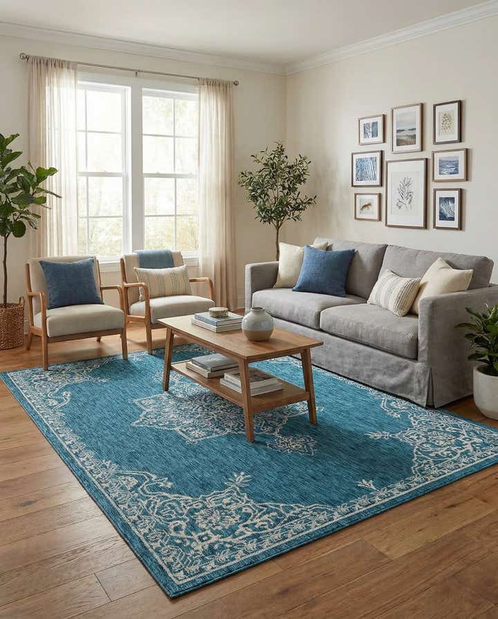 6' x 9' Easy-Clean Traditional Indoor / Outdoor Rug