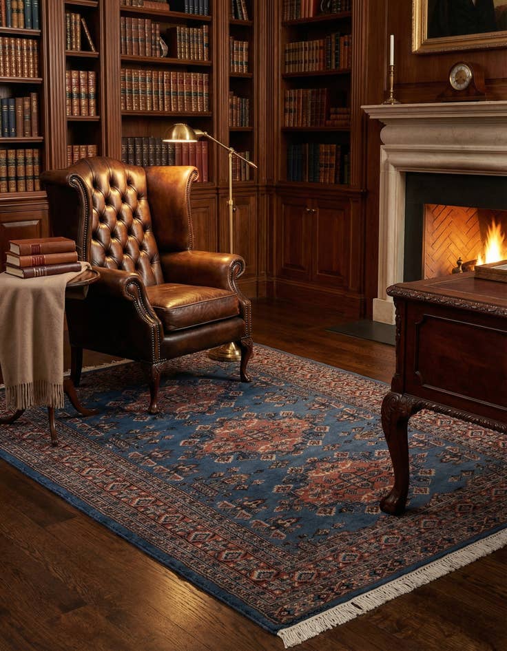 Detail image of 4' 2 x 6' 7 Hand Knotted Bokhara Wool Rug