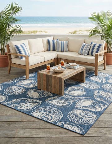 10' x 10' Easy-Clean Coastal Indoor / Outdoor Square Rug