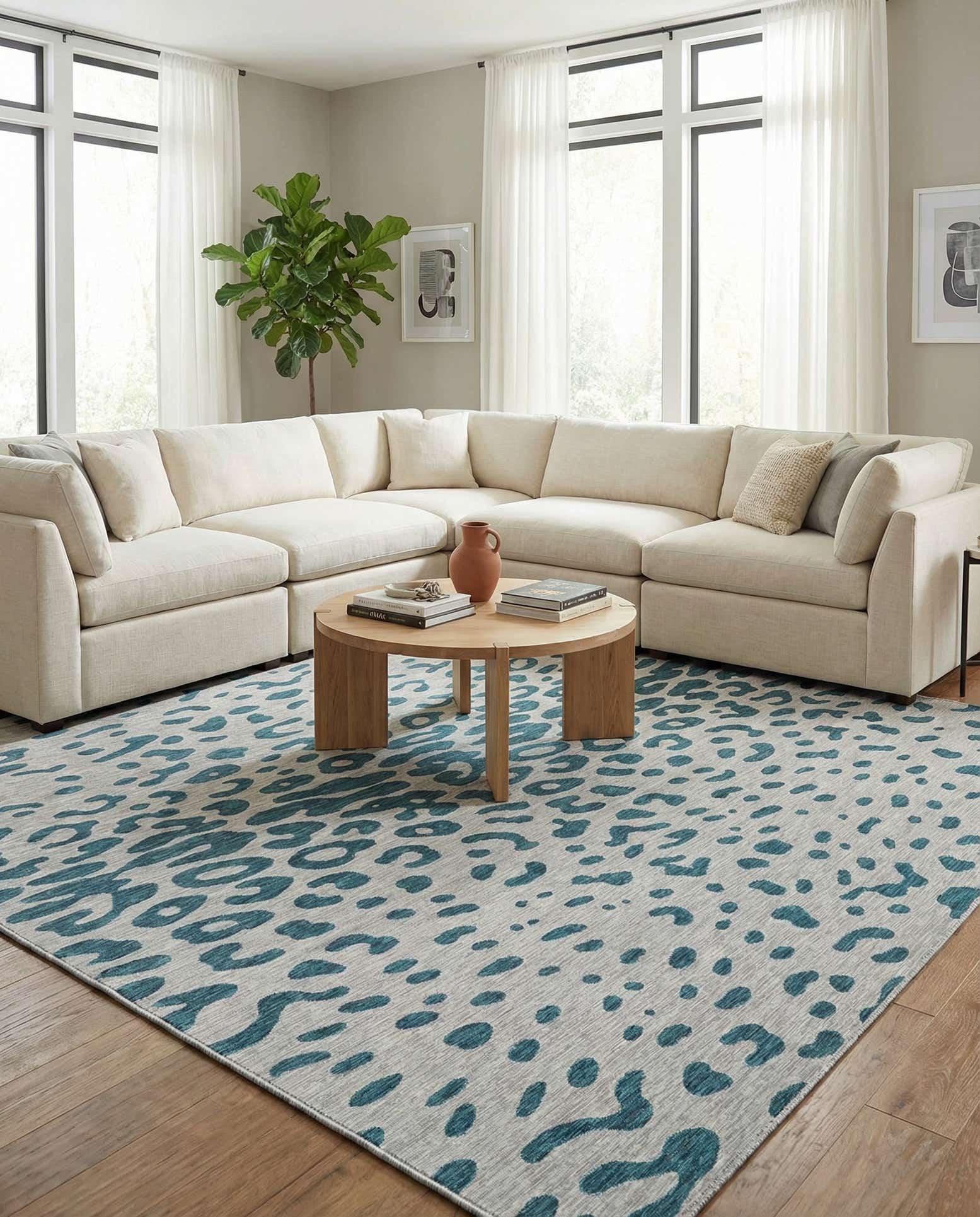 13' x 13' Easy-Clean Safari Indoor / Outdoor Square Rug