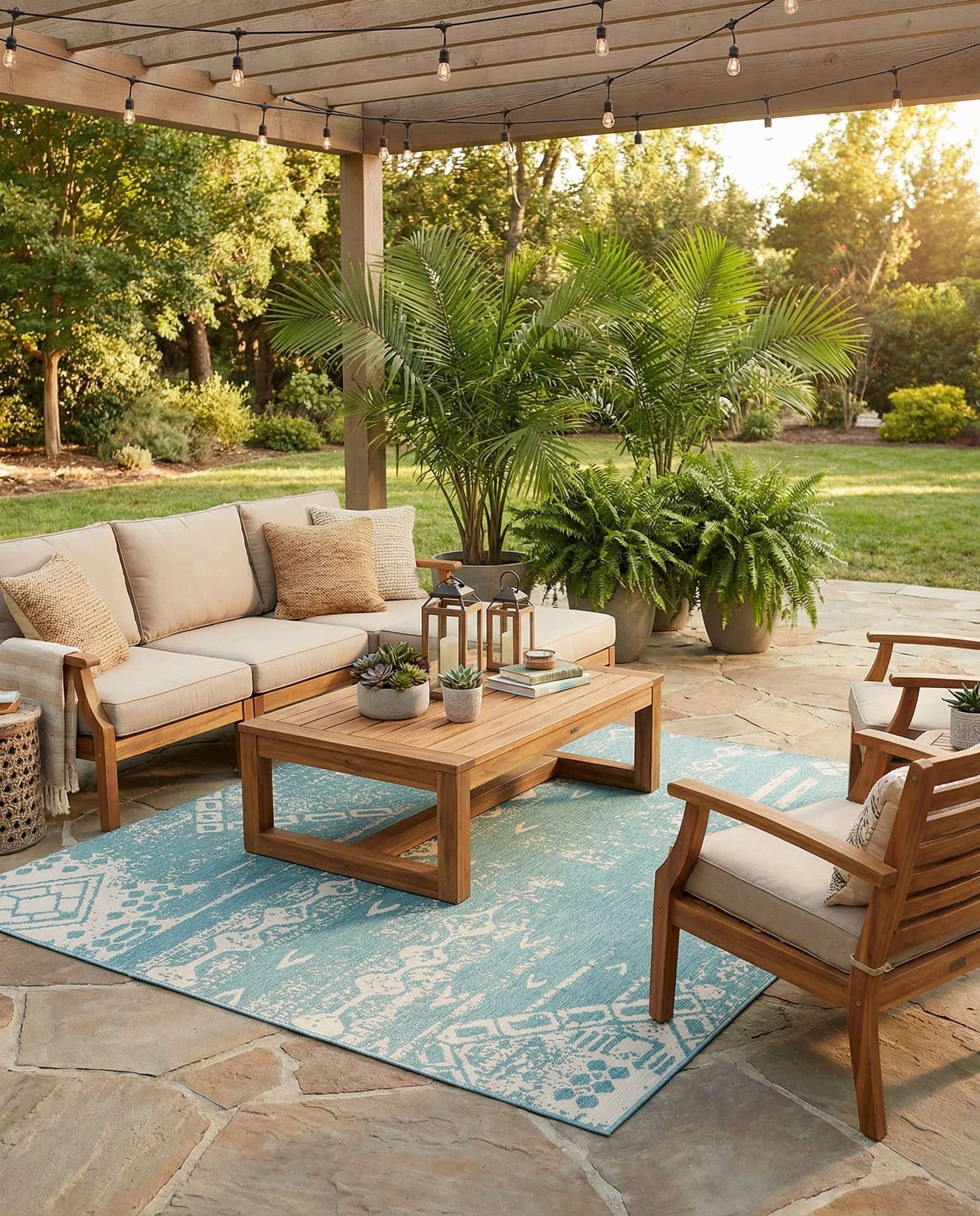 10' 8 x 10' 8 Easy-Clean Bohemian Indoor / Outdoor Square Rug