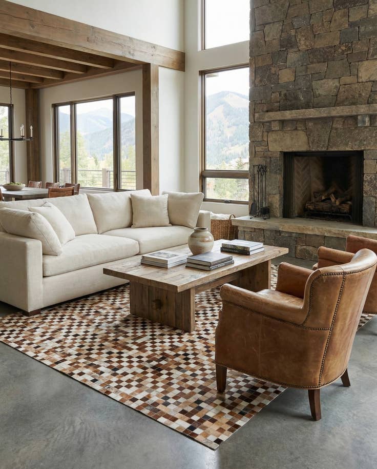 Detail image of 5' 2 x 7' 11 Cowhide Stocks Rug