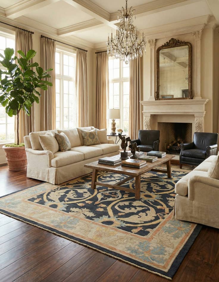 Detail image of 10' 2 x 13' 3  Hand Knotted Oushak Wool Rug