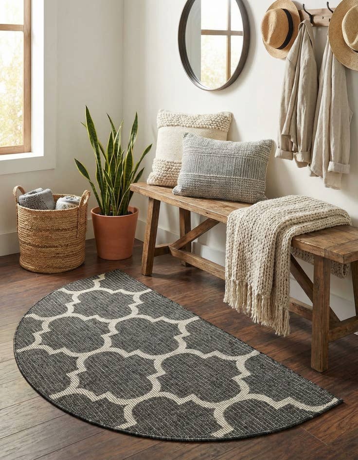 Detail image of 2' 7 x 4'  Washable Trellis Indoor / Outdoor Hearth Rug