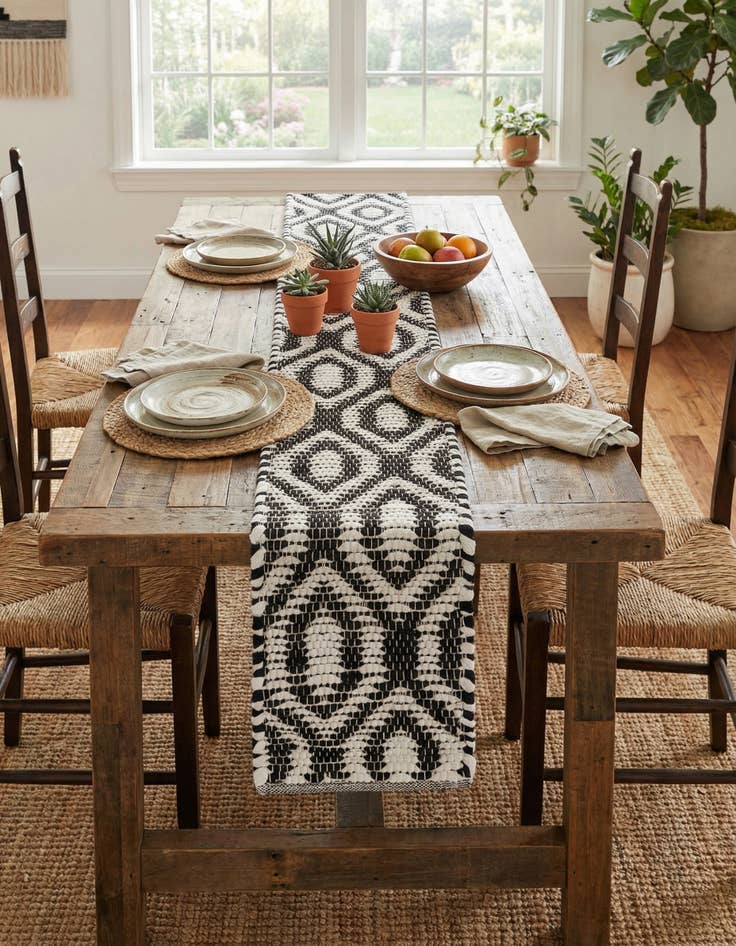 Detail image of  1' 2 x 10'  Hand Woven Chindi Jute Table Runner Rug