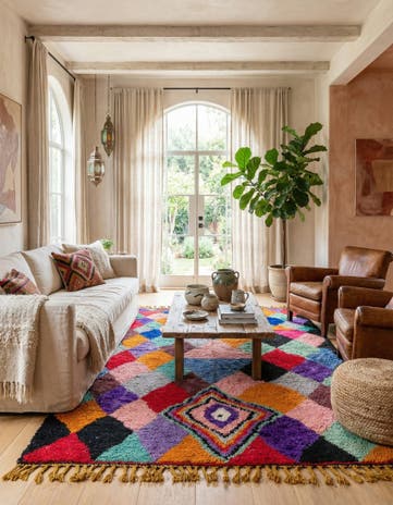 6' 6 x 9' 7 Hand Knotted Moroccan Wool Rug