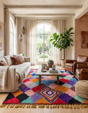 6' 6 x 9' 7 Hand Knotted Moroccan Wool Rug