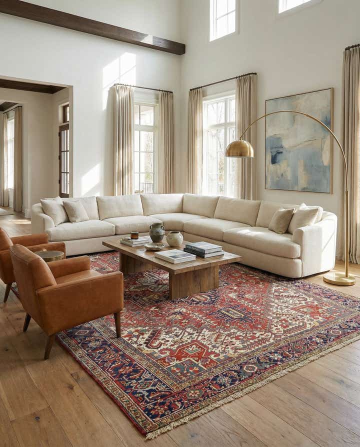 9' x 11' 9 Hand Knotted Heriz Persian Wool Rug