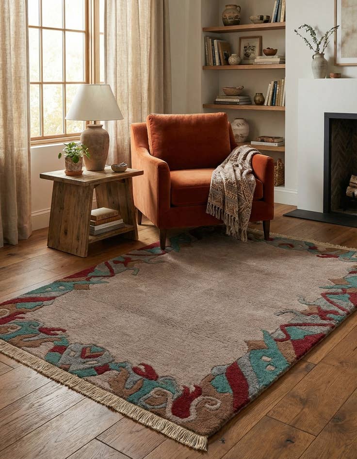 Detail image of 4' 1 x 5' 10  Hand Knotted Tibet Wool Rug