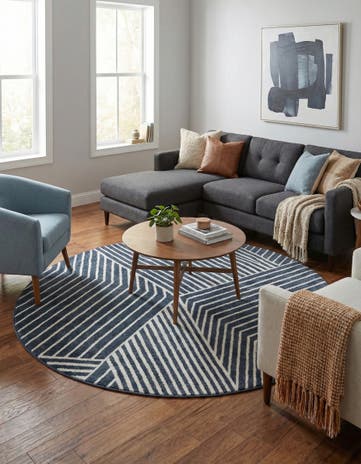 Blue Oslo Round Rug