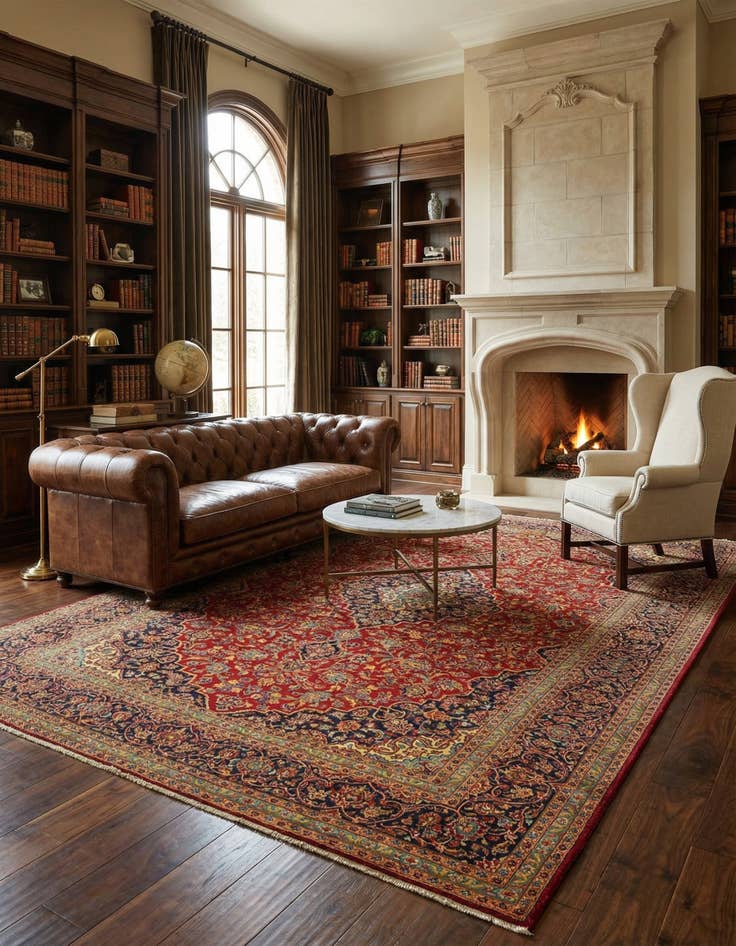 Detail image of 9' 7 x 12' 10 Kashan Wool Rug