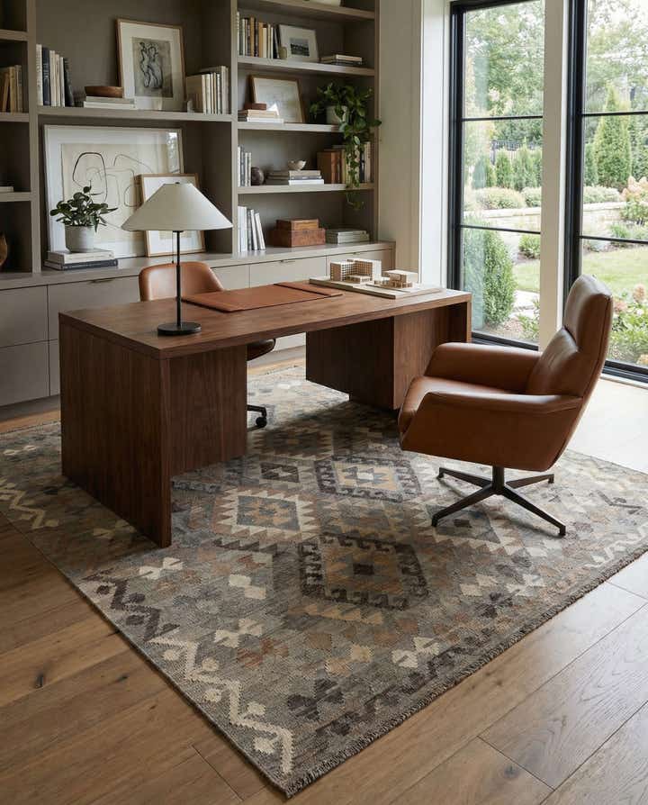 5' 8 x 8' 1 Hand Woven Kilim Maymana Wool Rug