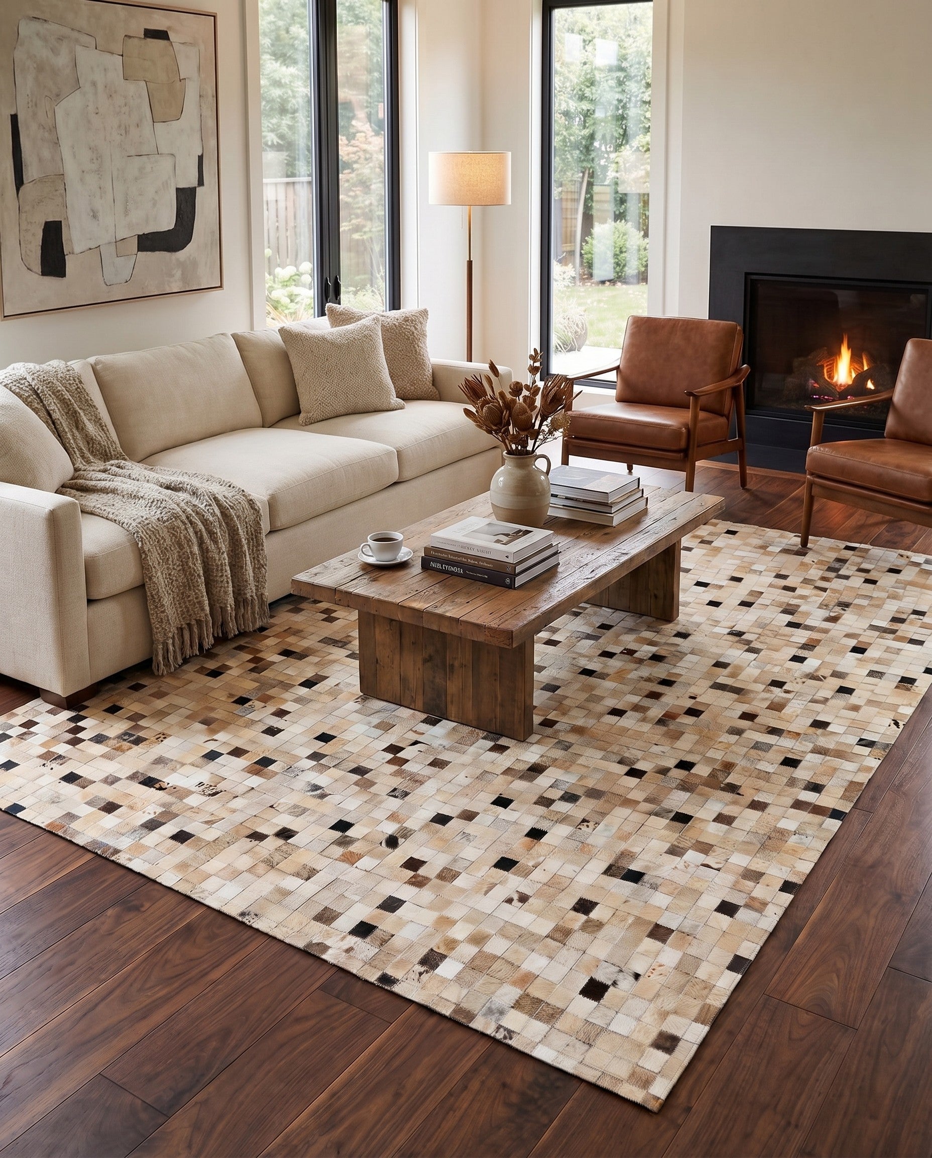 5' 3 x 7' 7 Cowhide Stocks Rug