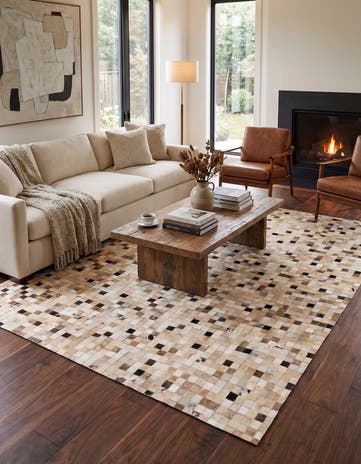 5' 3 x 7' 7 Cowhide Stocks Rug