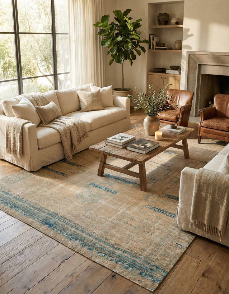 Detail image of 8' 3 x 11'  Hand Knotted Ultra Vintage Persian Wool Rug