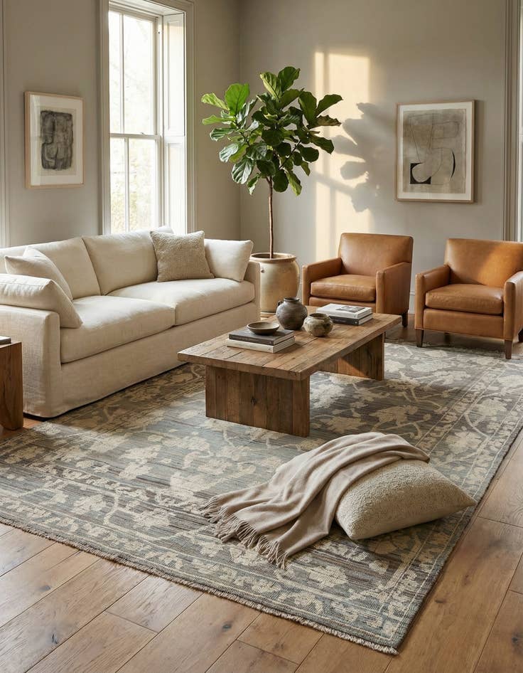 Detail image of 8' 10 x 12' 8  Hand Knotted Oushak Wool Rug