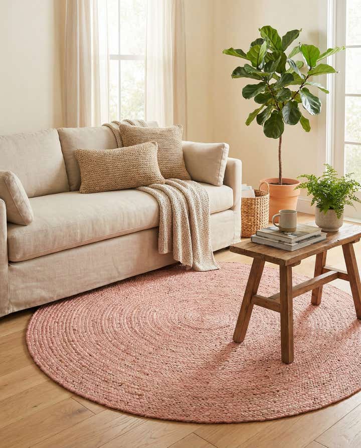 5' 1 x 5' 1 Handmade Braided Jute Round Rug