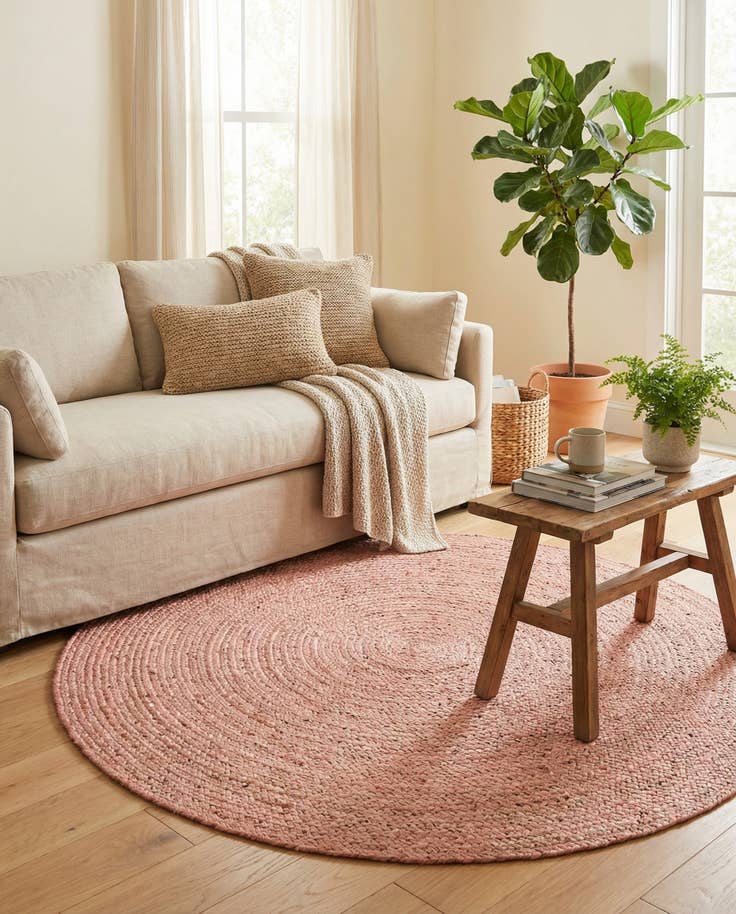 Detail image of 5' 1 x 5' 1 Handmade Braided Jute Round Rug