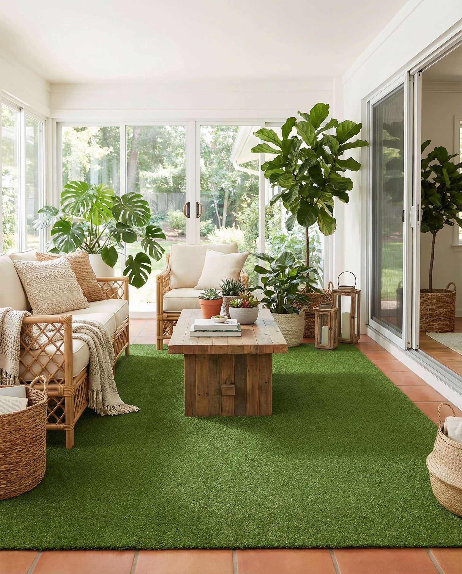 10' x 14' Easy-Clean Grass Indoor / Outdoor Rug