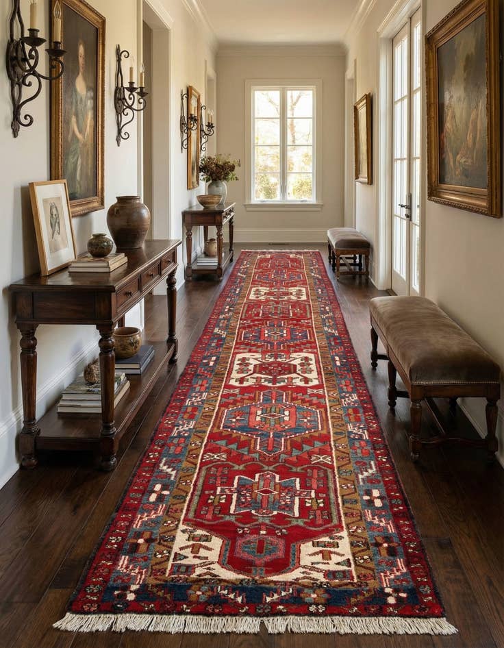 Detail image of 3' 5 x 9' 11 Gharajeh Wool Runner Rug