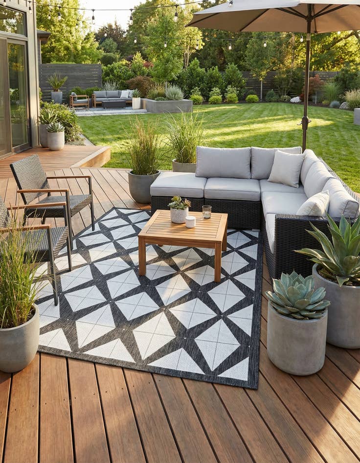 Detail image of 9' x 12'  Washable Modern Indoor / Outdoor Rug
