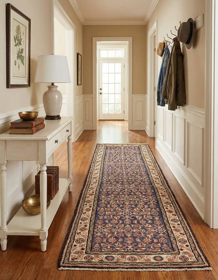 Detail image of 3' 5 x 10' 6  Hand Knotted Hossainabad Persian Wool Runner Rug