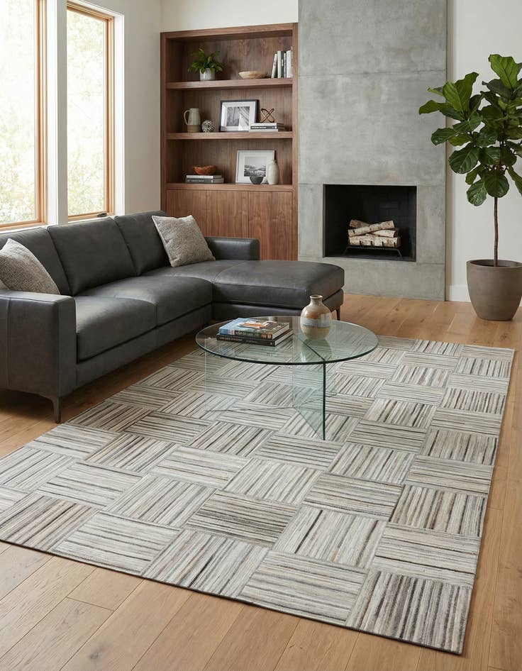 Detail image of 4' 11 x 8' 2 Cowhide Stocks Rug