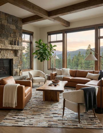 5' 2 x 8' 1 Cowhide Leather Rug