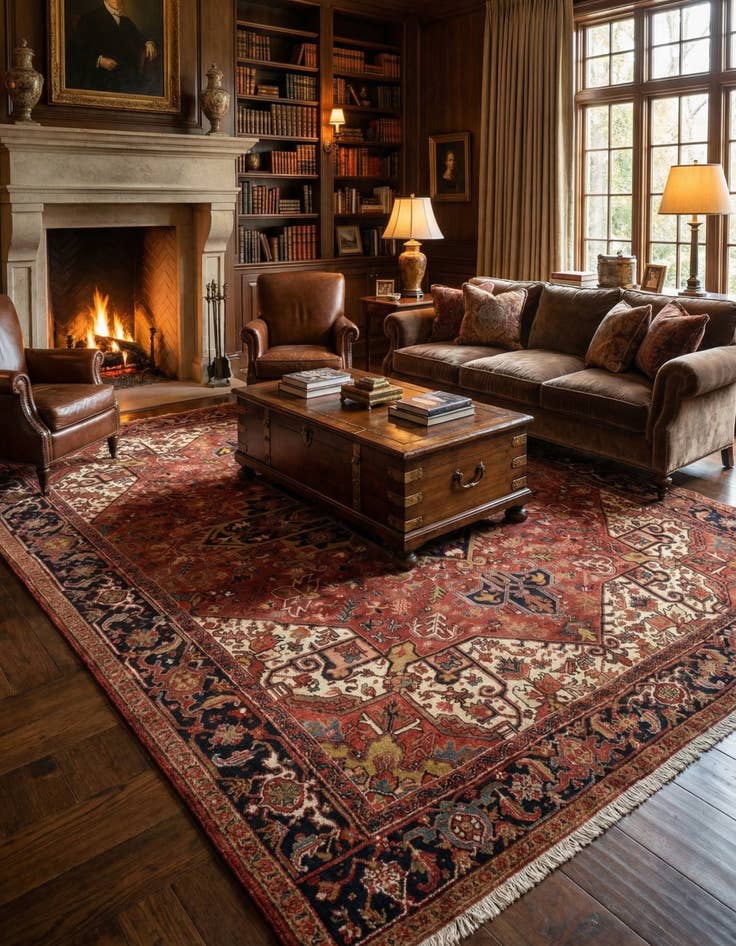 Detail image of 8' 8 x 11' 1  Hand Knotted Heriz Persian Wool Rug