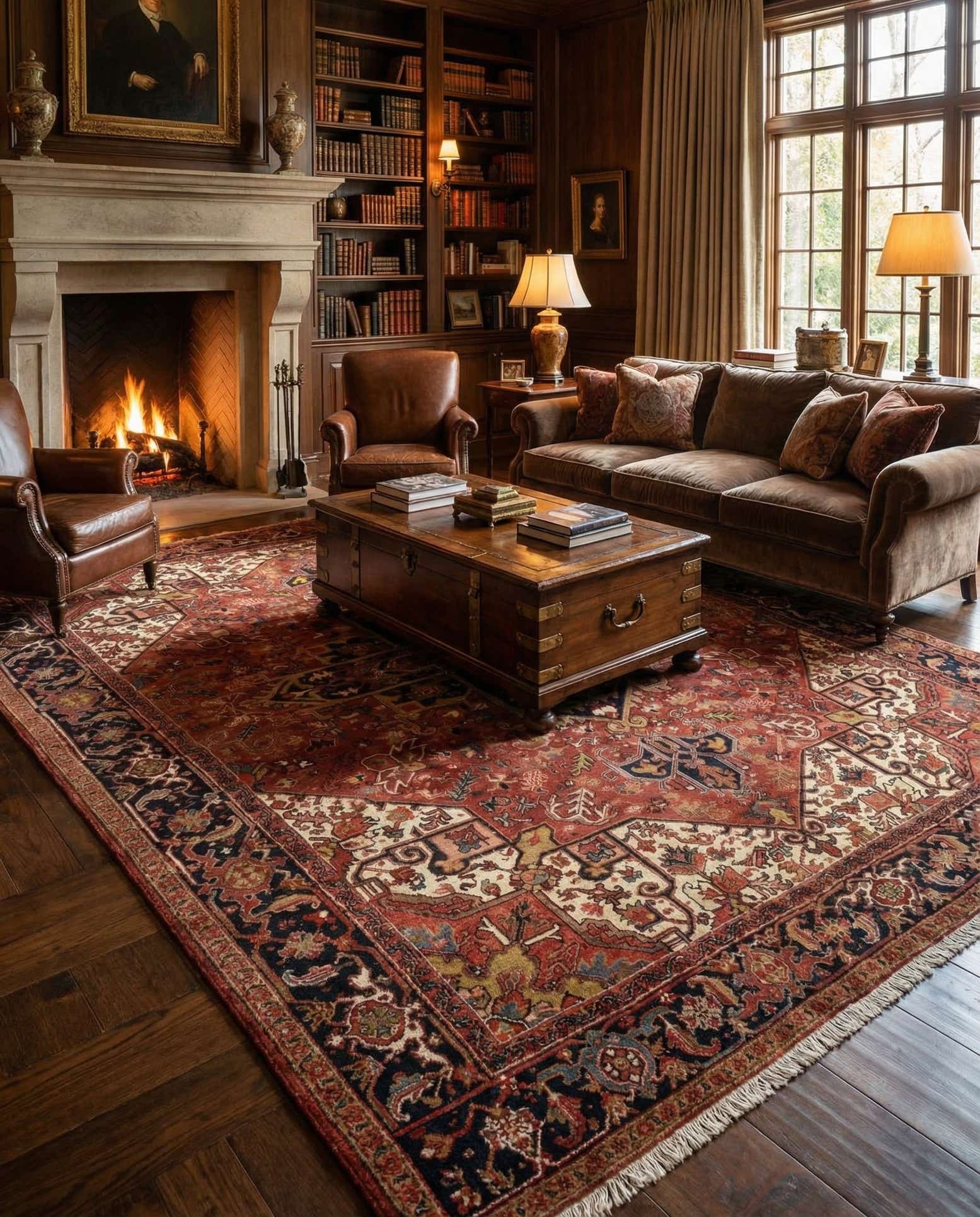 8' 8 x 11' 1 Hand Knotted Heriz Persian Wool Rug