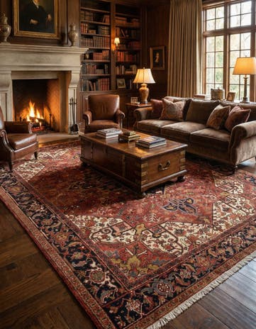 8' 8 x 11' 1 Hand Knotted Heriz Persian Wool Rug