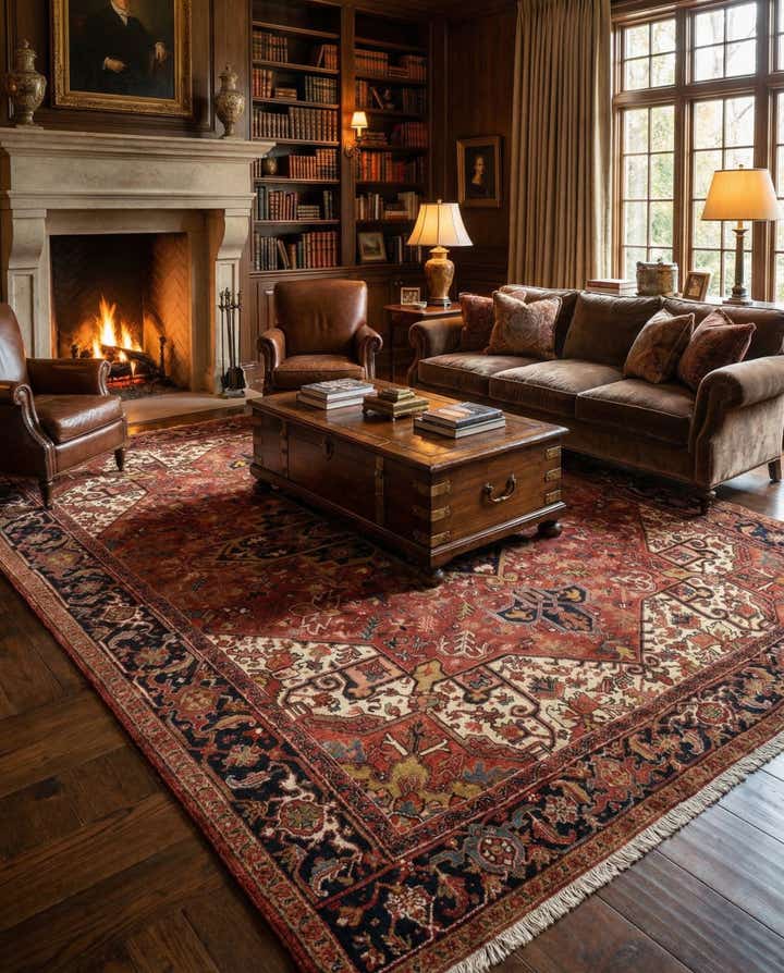 8' 8 x 11' 1 Hand Knotted Heriz Persian Wool Rug