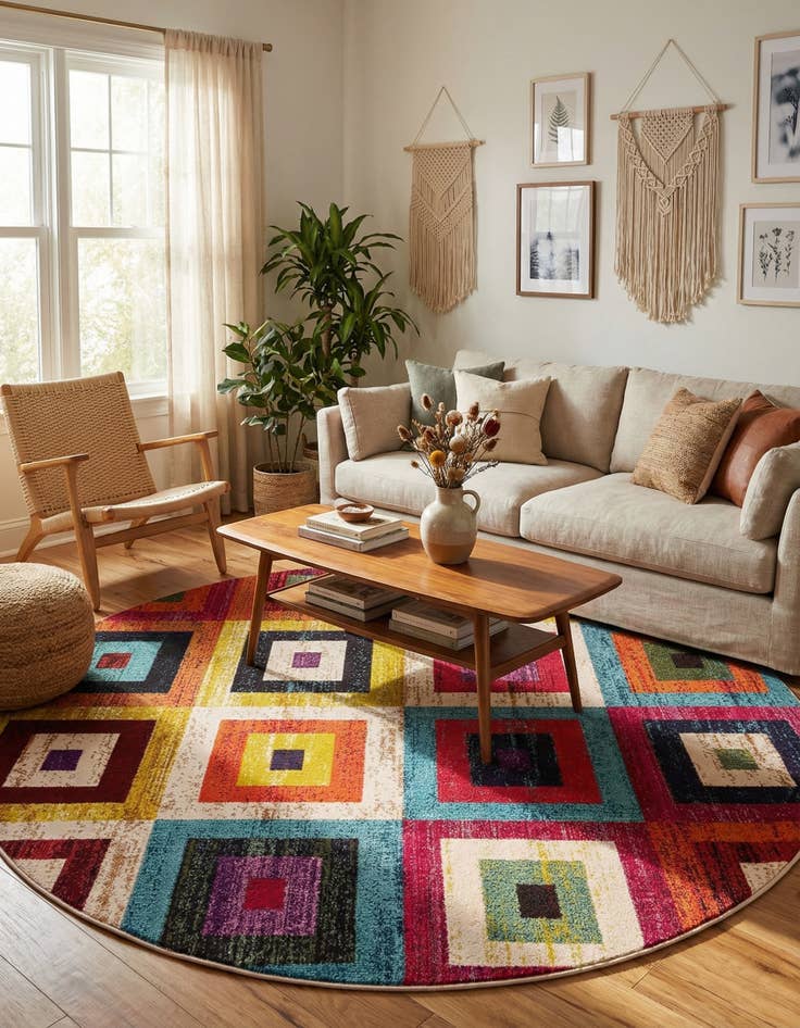 Detail image of  8' x 8'  Washable Hyacinth Round Rug