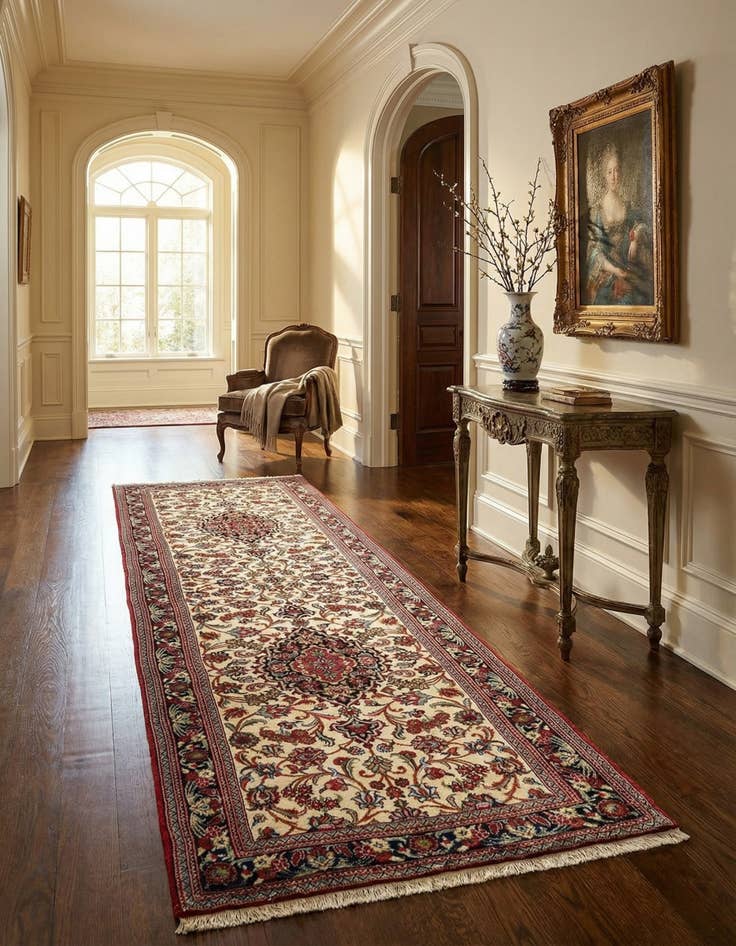 Detail image of  2' 8 x 8' 7  Hand Knotted Qom Persian Runner Rug