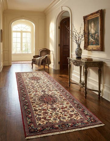 2' 8 x 8' 7 Hand Knotted Qom Persian Runner Rug