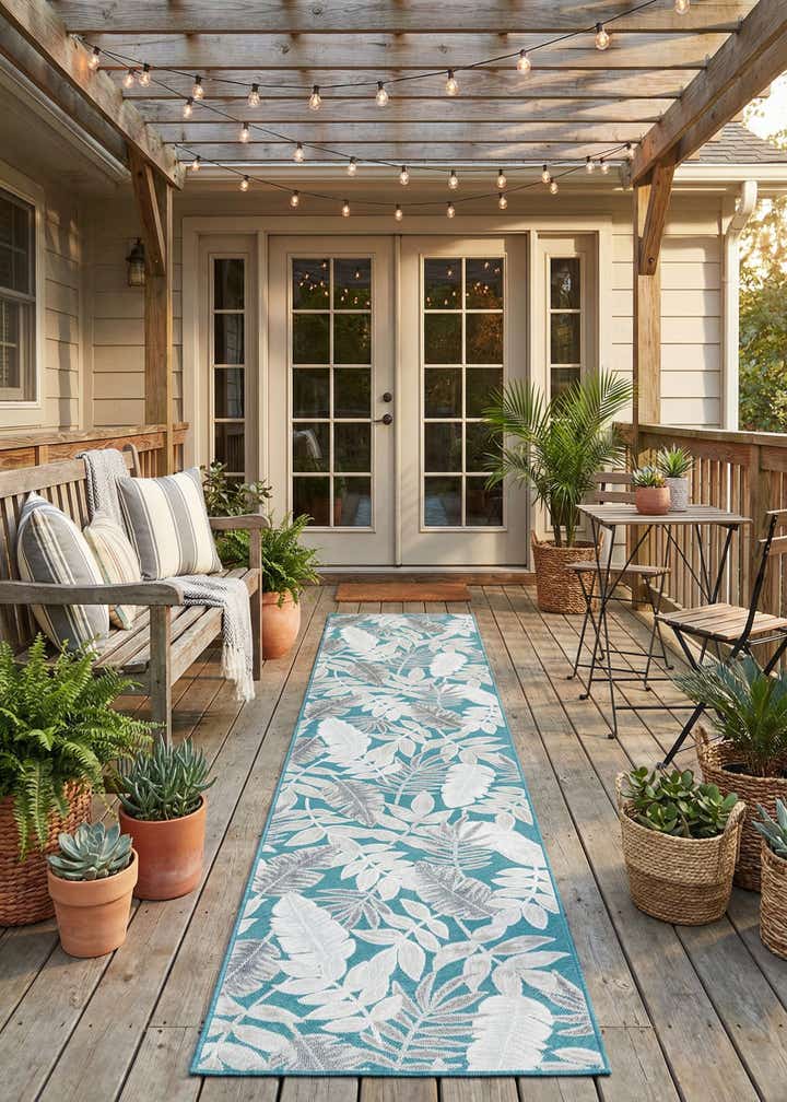 2' 7 x 12' Easy-Clean Botanical Indoor / Outdoor Runner Rug