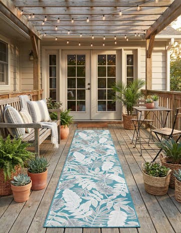2' 7 x 12' Easy-Clean Botanical Indoor / Outdoor Runner Rug