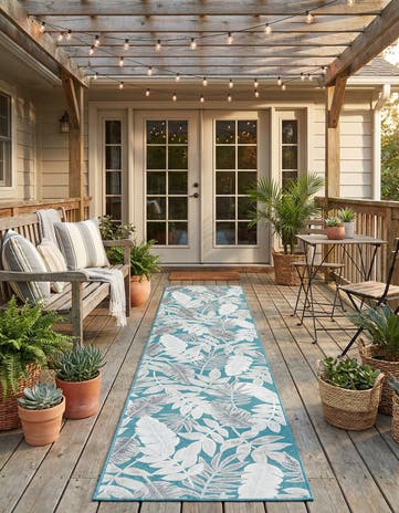 2' 7 x 12' Easy-Clean Botanical Indoor / Outdoor Runner Rug
