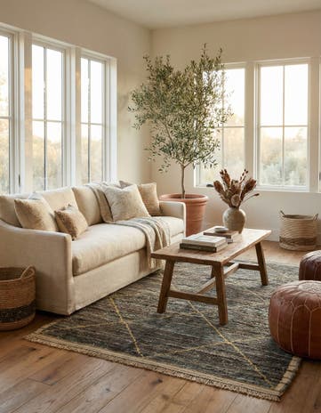 6' 3 x 9' 8 Hand Knotted Moroccan Wool Rug